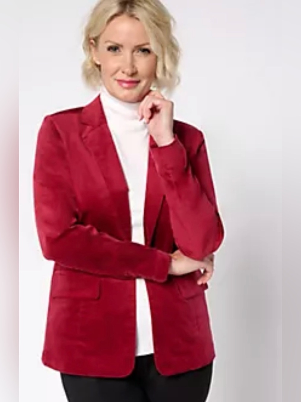 Denim&Co Red Corduroy Blazer Jacket
